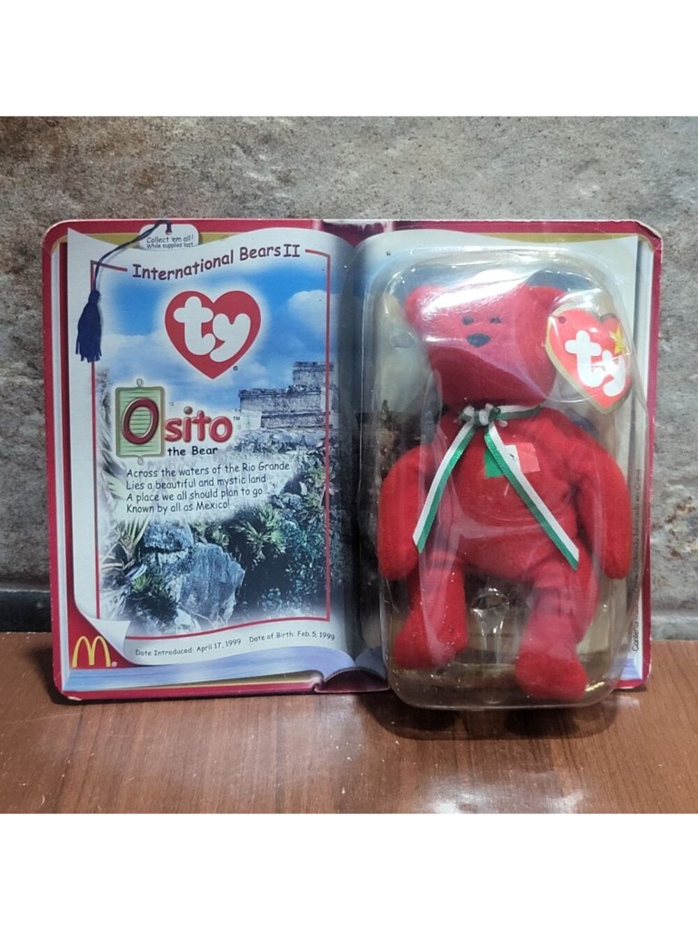 Vintage 1999 Ty McDonalds Teenie Beanie Baby OSITO The Bear Mexico Sealed NIP